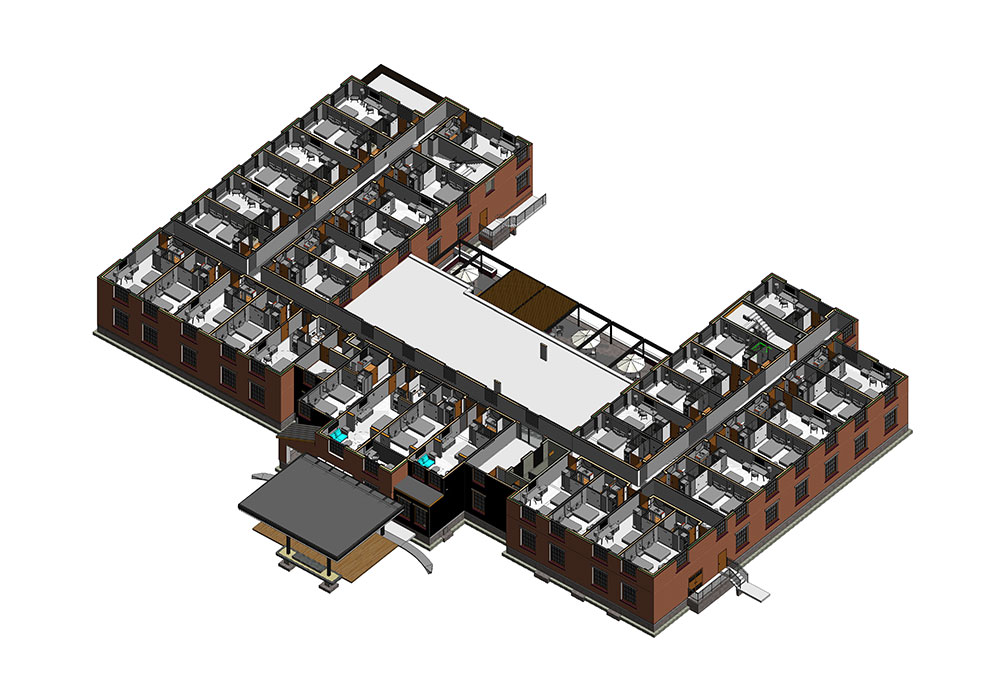 Architectural-Section-Second-Floor-Revit-Model-With-Families-of-hotel-project--Modeling-by-United-BIM