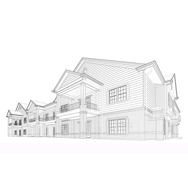 Schematic Design- Wireframe model of a residential project- by United-BIM