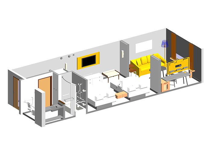 3D Architectural Model of Room with Furniture by United BIM