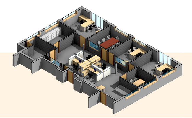 Section-View_3D-Revit-Architectural-Model-with-Custom-Revit-Families_Office-Space_BIM-Modeling-Services-by-United-BIM_