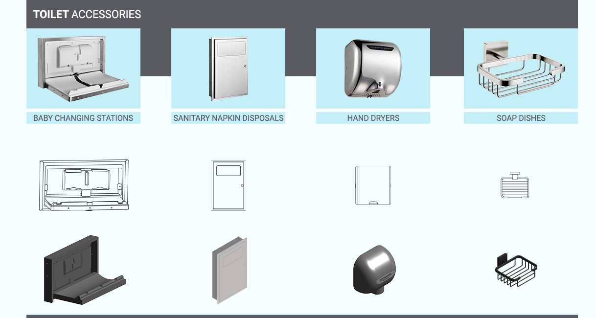 Revit Family Development for Toilet Accessories for a Procurement firm by United-BIM