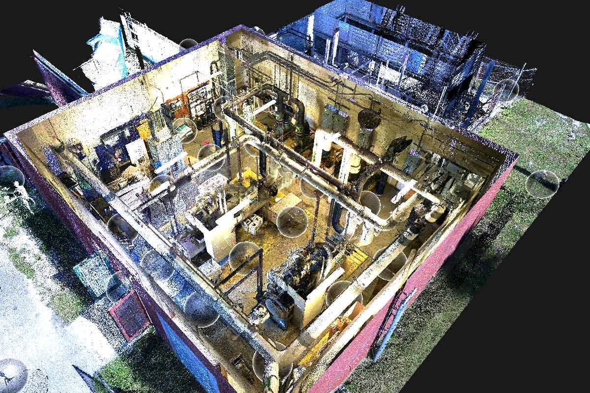 Point Cloud Scan Data of a Mechanical Room in a School Facility