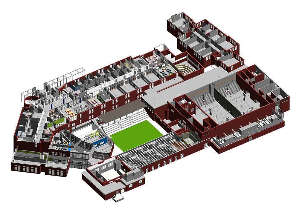 Section View of a Middle School Project by United-BIM