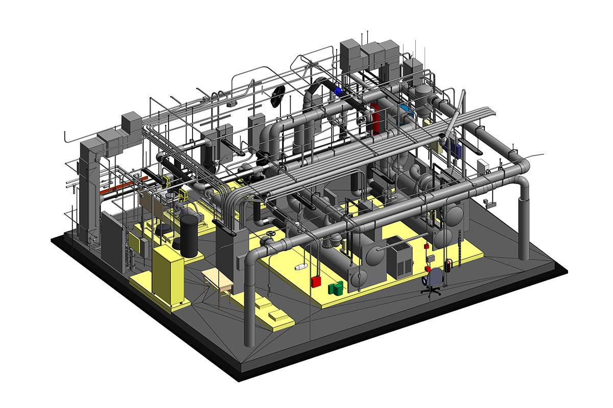 Section View of a Mechanical Room of a School Project by United-BIM