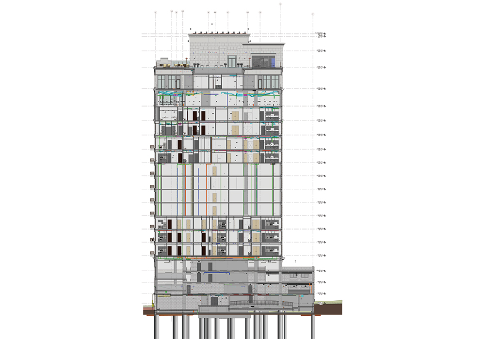 Elevation View of Architectural model for a Residential Tower Project by United-BIM Inc.