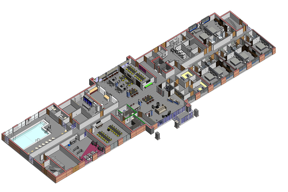 Architectural Section View BIM modeling Services for a Hotel Project in Maryland.