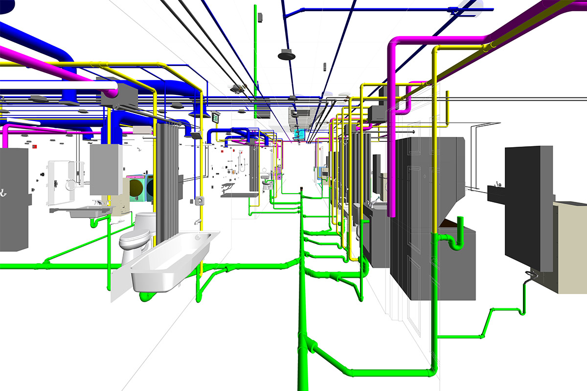 Interior MEP modeling services for Ellis Manor Project in Connecticut by United-BIM Inc.