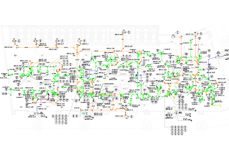 2D plan view of plumbing model for a new jersey project