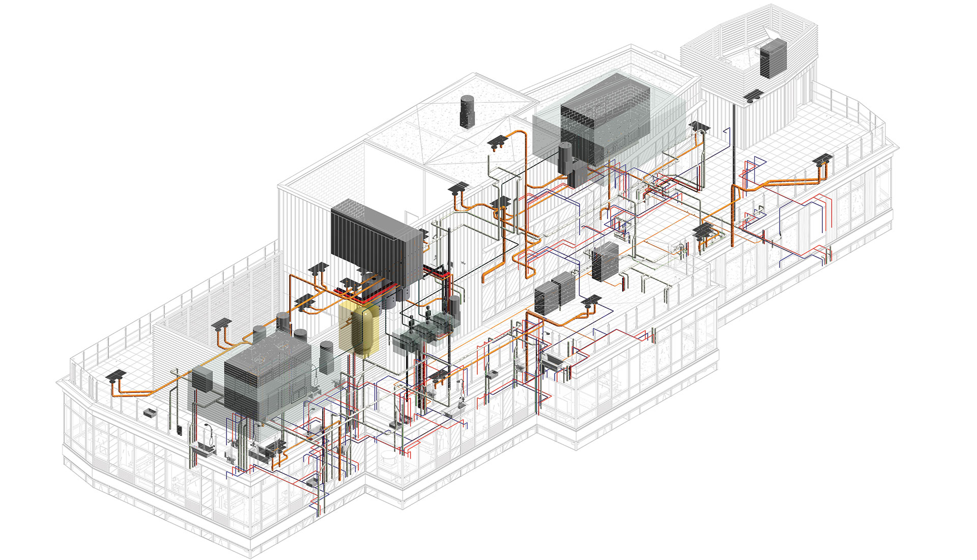Plumbing model view of residential project _United-BIM