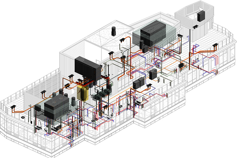 Plumbing model view of residential project _United-BIM