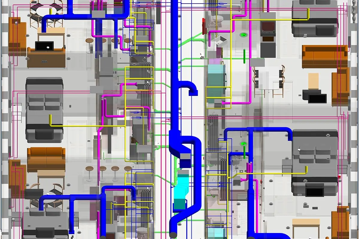 Interior view of BIM Modeling services of Ellis Manor Project in Connecticut.